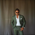 Completo Uomo Verde Oliva in Lino – Blazer e Pantalone Elegante