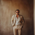 Completo Uomo in Lino Beige Sabbia – Blazer e Pantalone Elegante