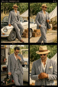 Completo Uomo Elegante in Lino Grigio 3 Pezzi – Blazer, Gilet e Pantalone