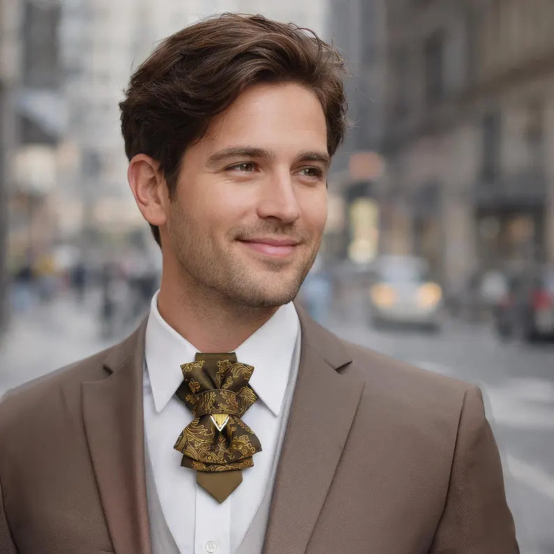 Papillon Uomo Marrone e Oro Paisley – Eleganza Classica