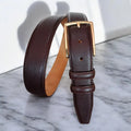 Cintura Uomo in Vera Pelle Marrone – Fibbia Dorata Classica