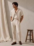 Completo Uomo Estivo in Lino Beige Avorio – Camicia, Gilet e Pantalone